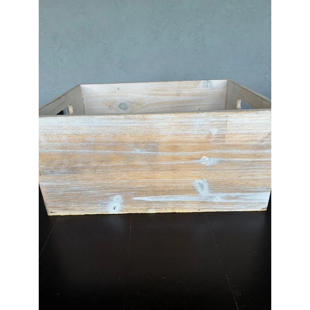Holiday Home Expressions Nicole Merry Wood Crate Christmas Decor Whitewash